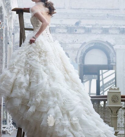 bridal dress, bridal gown and strapless