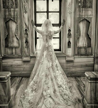 frilly dress, wedding gown and black and white