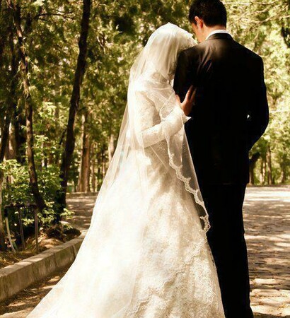 islamic wedding, black and white and couple