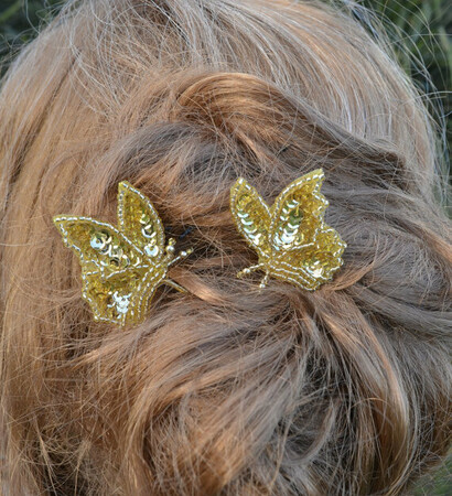 beaded hair, butterfly and bridal headpiece
