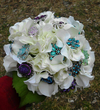 bridal, fabric flower and blue