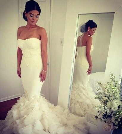 make up, wedding dress and flowers