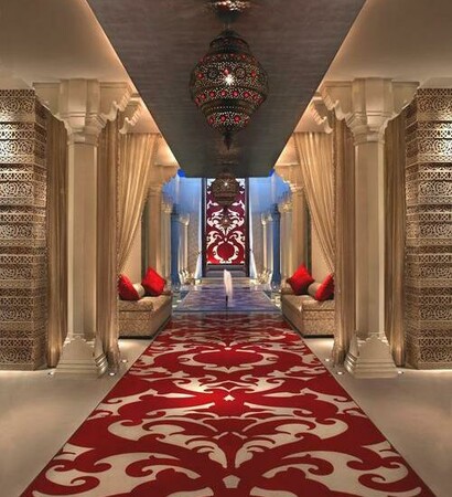 red, wedding hall and decoration