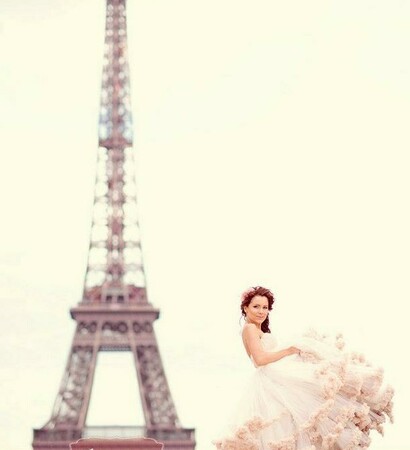 novia, torre eiffel and rosa