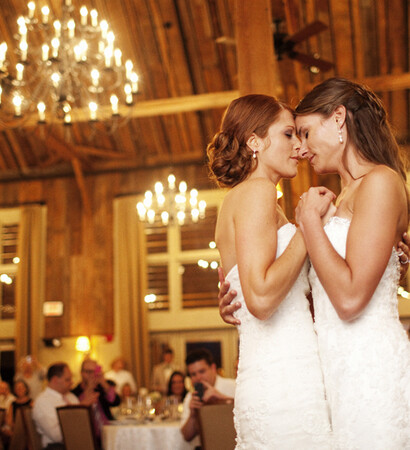 lesbian couple, flowers and lesbian wedding