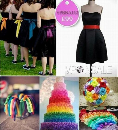 rainbow weddng ideas, bridesmaid dress and rainbow dress
