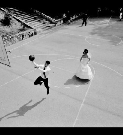 man, ball and cute couple