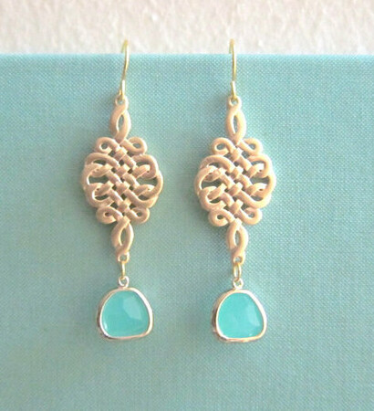 tassel earrings, bridal and gold