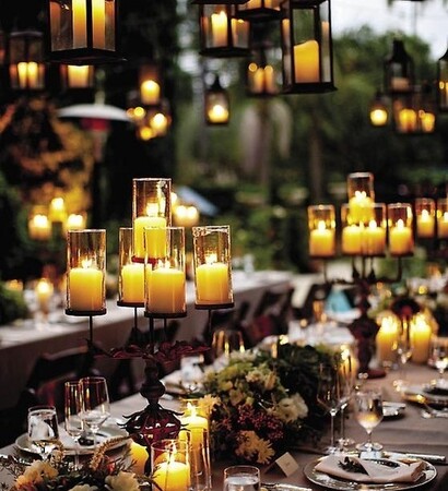 lanterns, candles and table settings