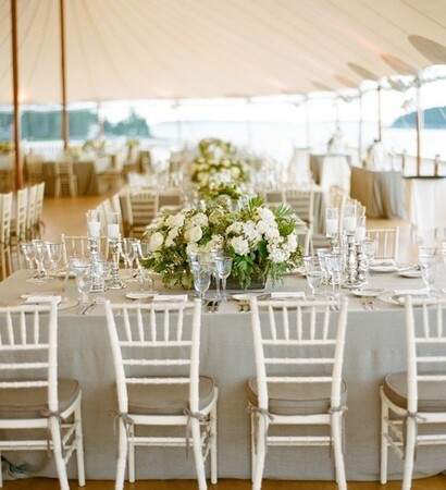table settings, tent and reception