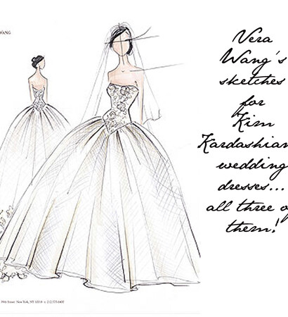 sketch, kim k and wedding dress