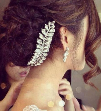 bride, hair accessory and curls