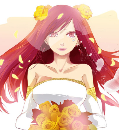 erza scarlet, wedding dress and fairy tail