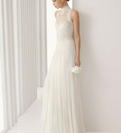lace, high collar and bridal gowns
