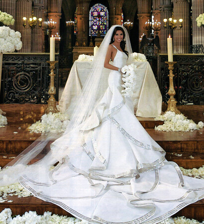 wedding dress, silver and white