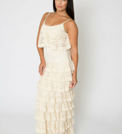 tier long lace dress, bohemian lace maxi dress and boho wedding dress