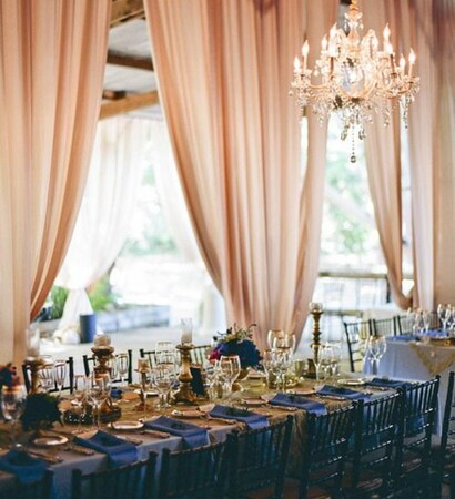 table setting, wedding party and navy