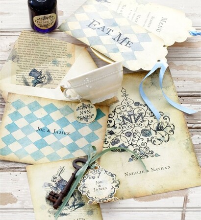 theme, alice in wonderland and invitation