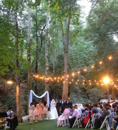 ceremony, pin-lights and bride