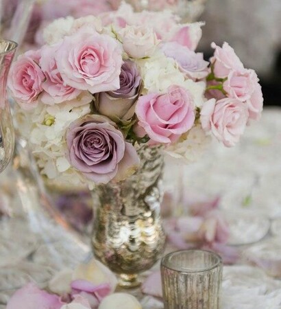 wedding flowers, pink and purple