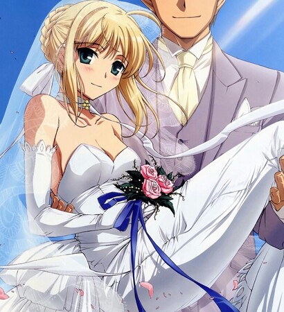 fate stay night, anime couple and saber