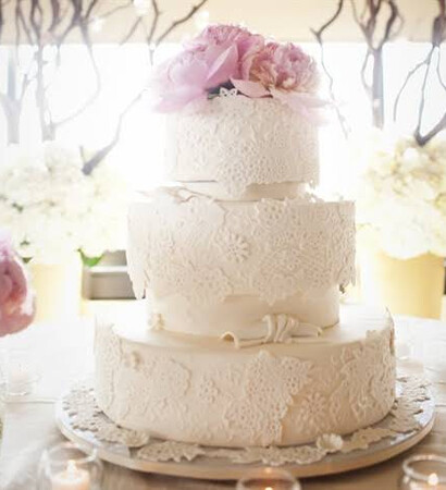 lavender, fondant and lace cake