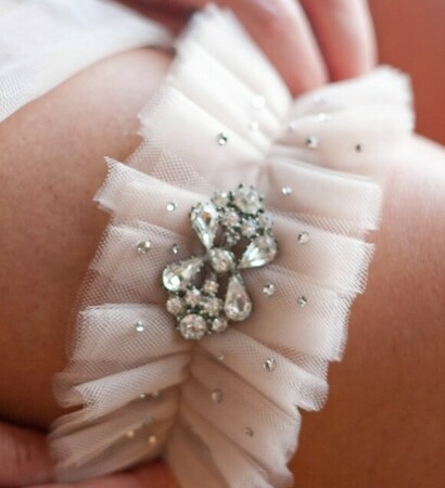 white, rhinestones and garter