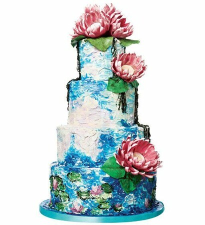 flowers, wedding cake and art