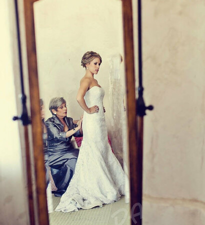 white, mother and amazing dress