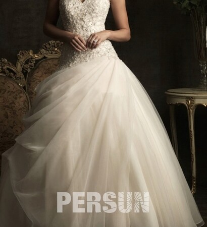 applique, wedding dress and sweetheart