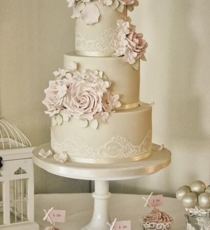 white, pink and wedding cakes