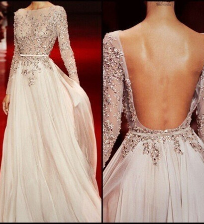 opened back wedding dress, beautiful and luxury
