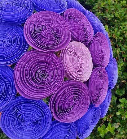 purple ombre bouquet, purple paper flowers and paper flower bouquet