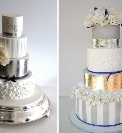 blue, metallic and silver