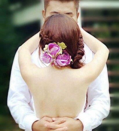 wife, husband and hug