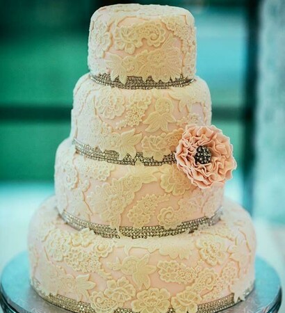 cake, lace and florals
