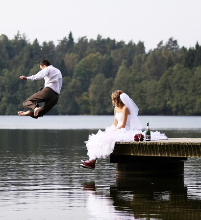 boardwalk, groom and bride