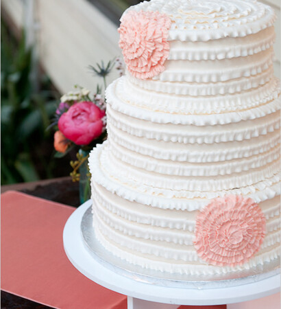 ruffles, wedding cake and delicate