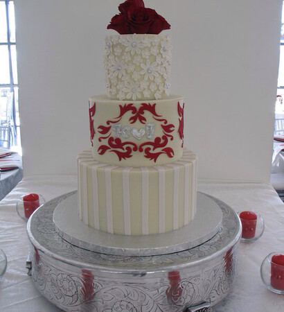 white chocolate, red and cake