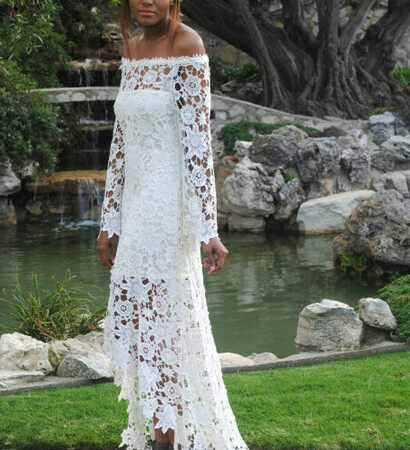 boho, handmade and hippie wedding dress