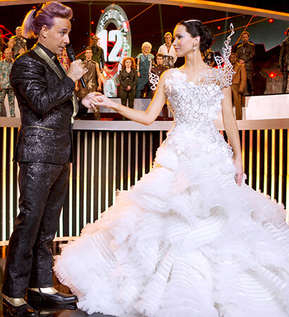 wedding dress, capitol couture and hunger games