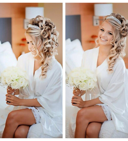 roses, bride and curly hair