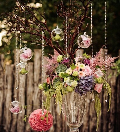 flowers, chair decor and hanging ornaments