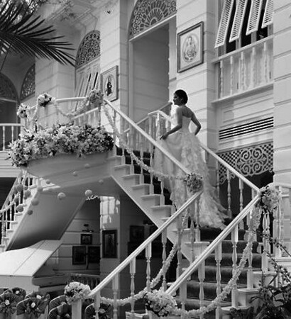 wedding location, outside and black and white