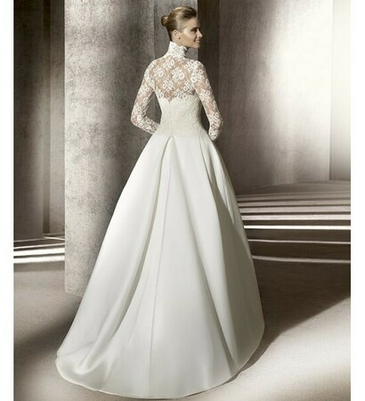 wedding gown, long sleeve and lace