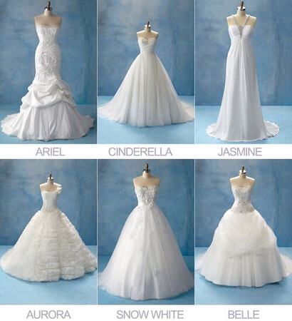 cinderella, wedding dress and snow white