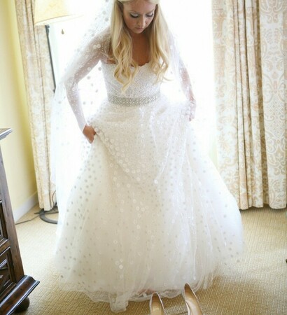 wedding dress 2014, flower appliqued dress and bridal gown