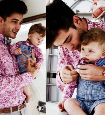 father, pink and baby