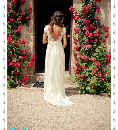 open back wedding dress, pregnant wedding dress and lace wedding dress