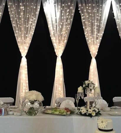 name labels, table and venue